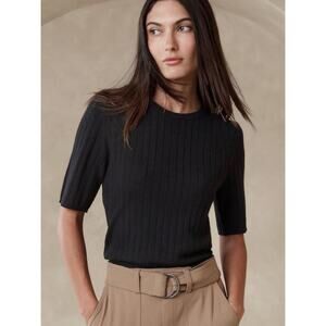 Banana Republic Nezha Merina Ribbed Sweater Black M